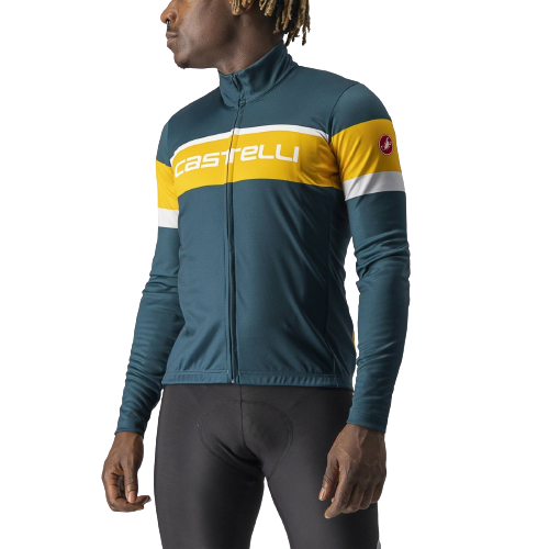 Castelli Passista Mens Cycling Jersey (Deep Teal/Goldenrod-Silver Gra)