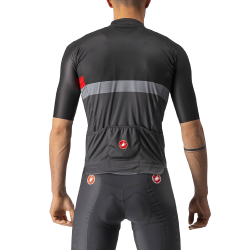 Castelli A Blocco Mens Cycling Jersey (Light Black/Red/Dark Gray)