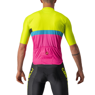 Castelli A Blocco Mens Cycling Jersey (Electric Lime/Black Blue Magenta Fluo)
