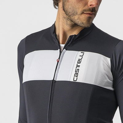 Castelli Prologo 7 Long Sleeve Mens Cycling Jersey (Light Black/Silver Gray/Ivory)