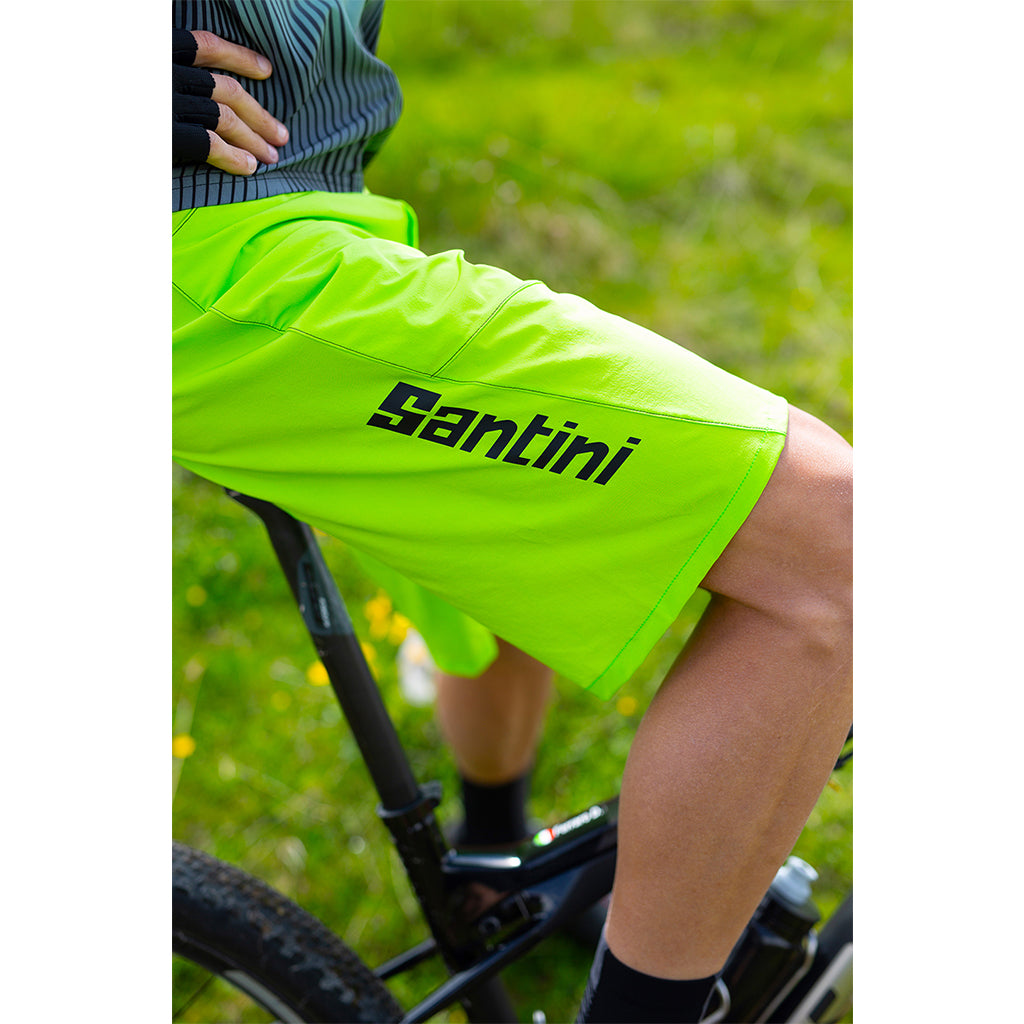 Santini Selva Mens MTB Cycling Shorts (Fluo Green)