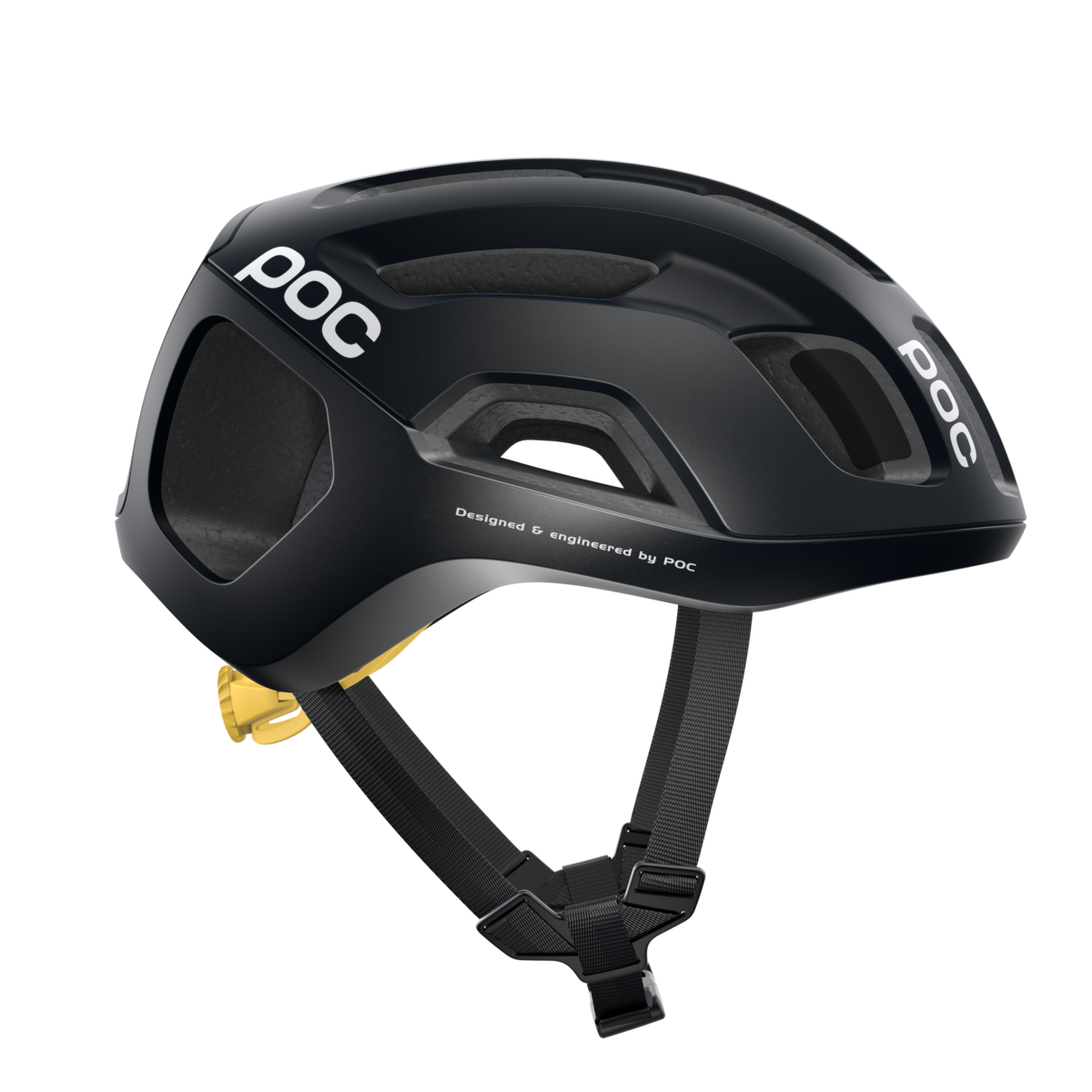 POC Ventral Air Spin Road Cycling Helmet (Uranium Black/Sulphur Yellow Matt)