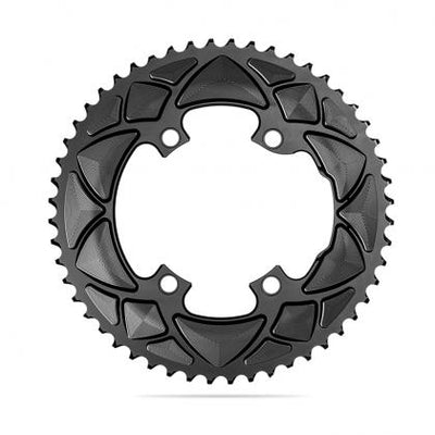 Absolute Black Round Road Chainring 2X 110/4 Shimano 9100/8000 (Black)