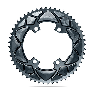 Absolute Black Round Road 2X 110/4 Shimano 9100 Chainring (Black)