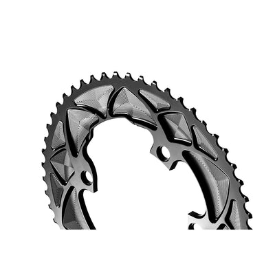 Absolute Black Round Road 2X 110/4 Shimano 9100 Chainring (Black)