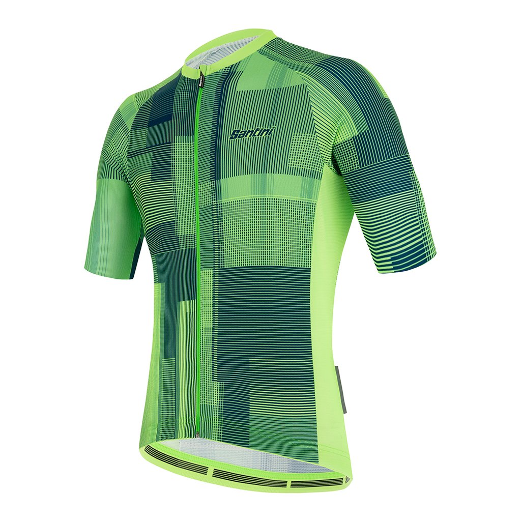 Santini Karma Kinetic Mens Cycling Jersey (Fluo Green)