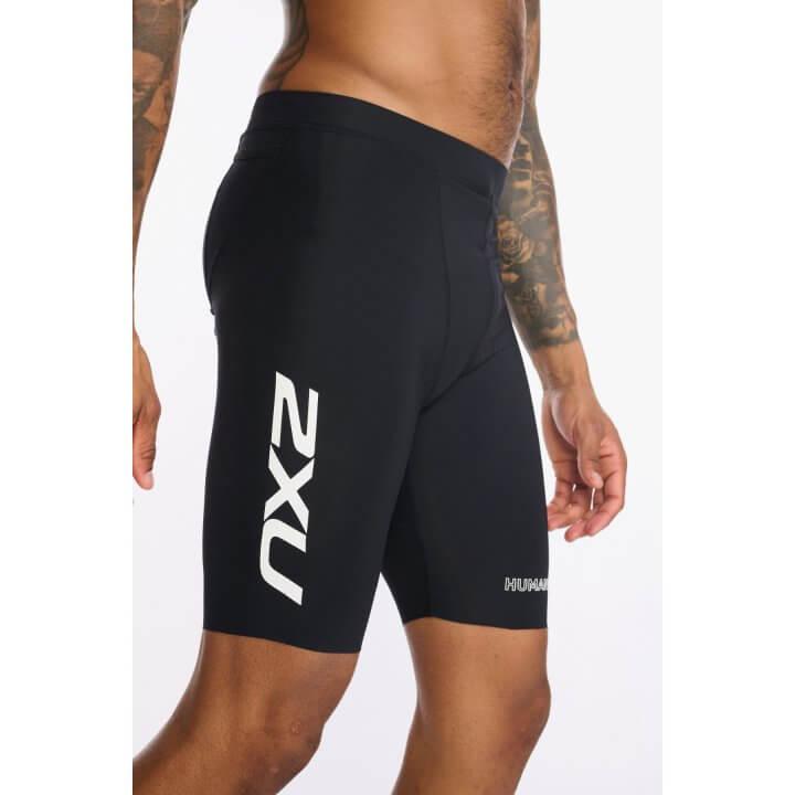 2XU Aero 9" Mens Triathlon Shorts (Black/White) - BUMSONTHESADDLE