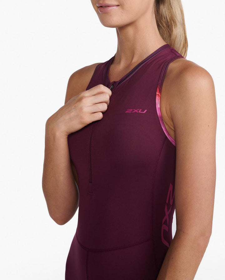 2XU Core Women Cycling Trisuit (Mulberry/Festival) - BUMSONTHESADDLE