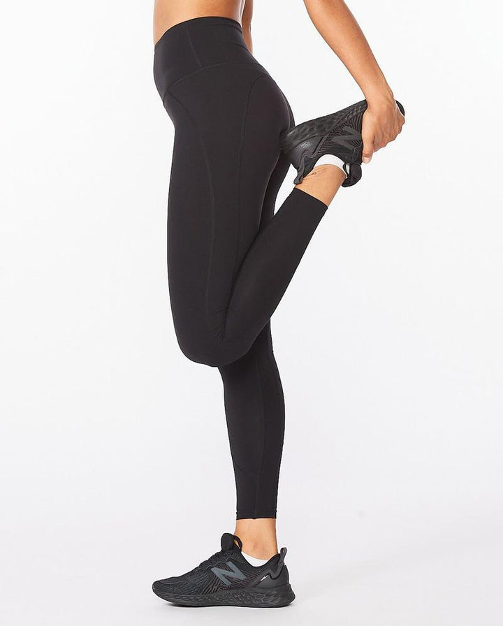 2XU Fitness Hi-Rise Womens Compression Tights (Black/Black) - BUMSONTHESADDLE