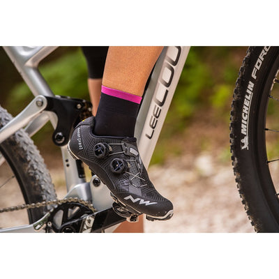 Northwave Origin Mid Mens Cycling Socks (Black/Fuchsia)