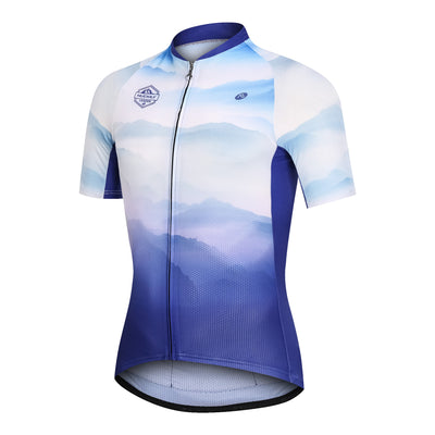 Nuckily MG038 Mens Cycling Jersey (White/Navy Blue)