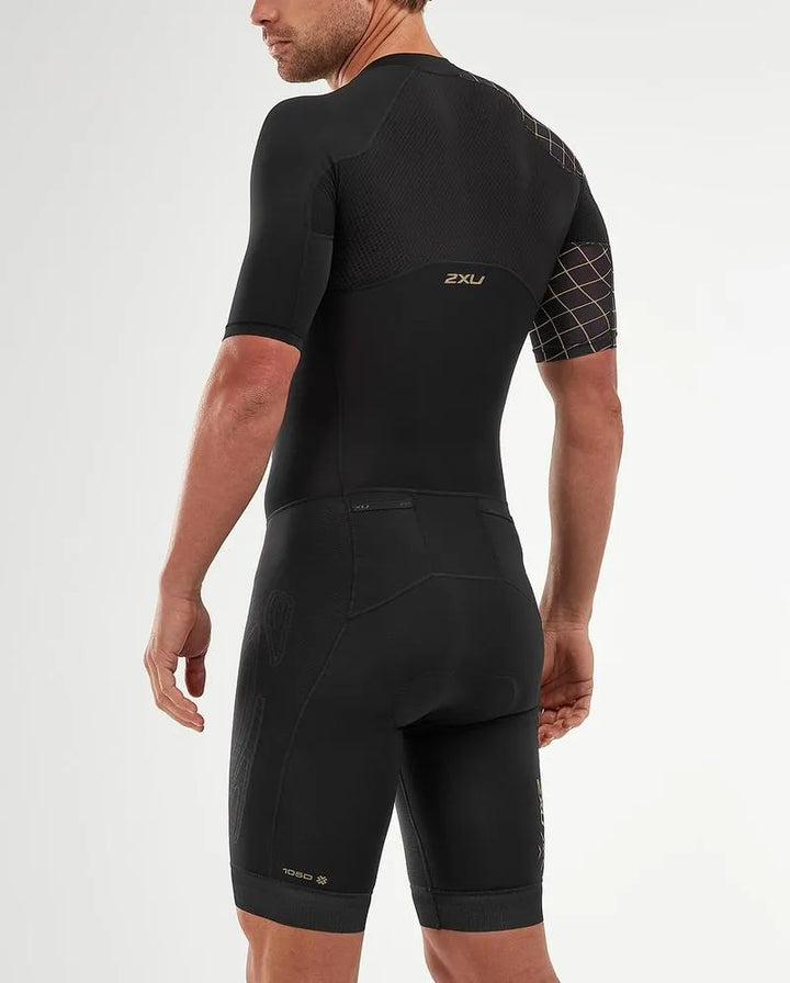 2XU MT5516D Full Zip Sleeved Men's Triathlon Suit (Black/Gold)