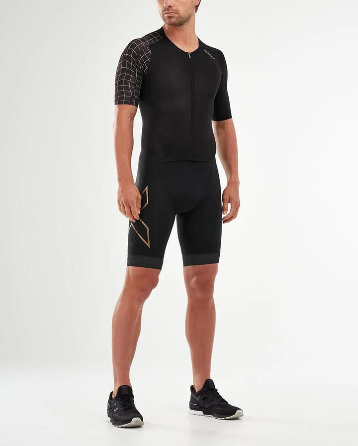 2XU MT5516D Full Zip Sleeved Men's Triathlon Suit (Black/Gold)