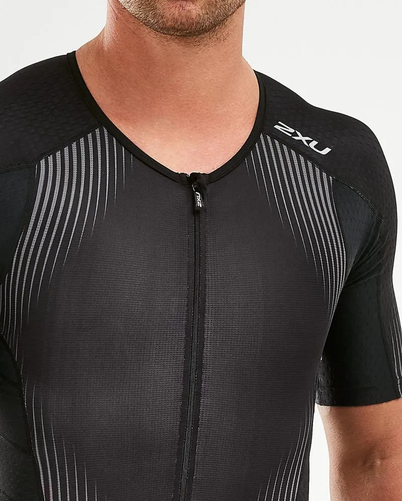 2XU Perform Full Zip Sleeved Men's Triathlon Suit (Black/Shadow)