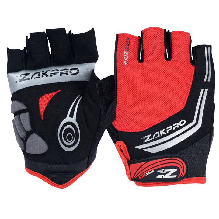 Zakpro Hybrid Mens Cycling Gloves (Red)