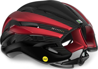MET Trenta 3K Carbon MIPS Road Cycling Helmet (Black/Red Metallic/Matt Glossy)