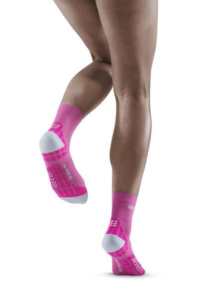 CEP Ultralight Short Womens Compression Socks (Electric Pink/Light Grey)