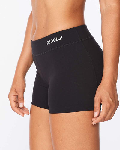 2XU Fitness Compression 4 Inch Womens Compression Shorts (Black/Silver)