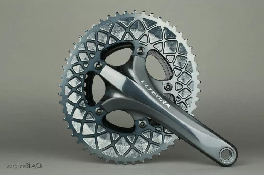 absoluteBLACK 2x 110/5 BCD Road Oval Chainring (Black)