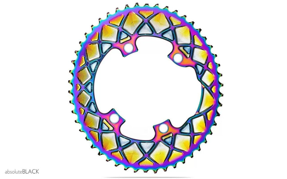 AbsoluteBlack Oval 10/11/12 Speed Chainring (Rainbow) - BUMSONTHESADDLE