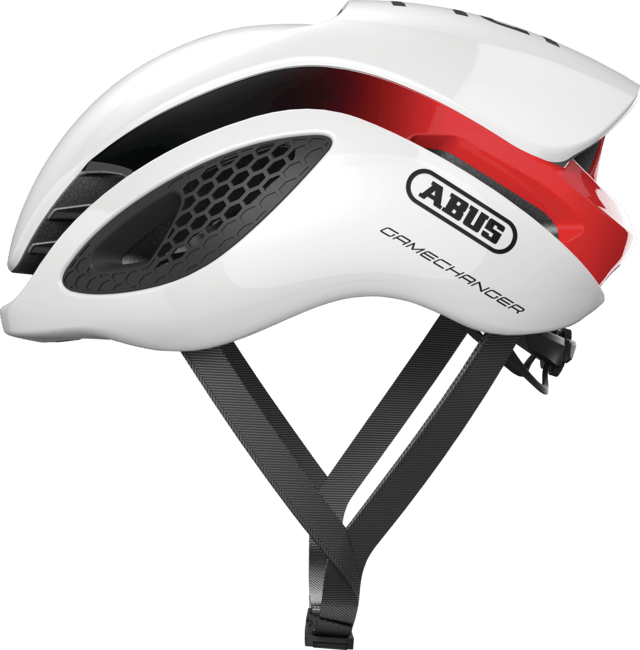 Abus Gamechanger Road Cycling Helmet (White Red) - BUMSONTHESADDLE