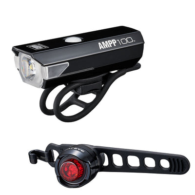 Cateye AMPP 100 and ORB Rechargeable Combo Light (Black)