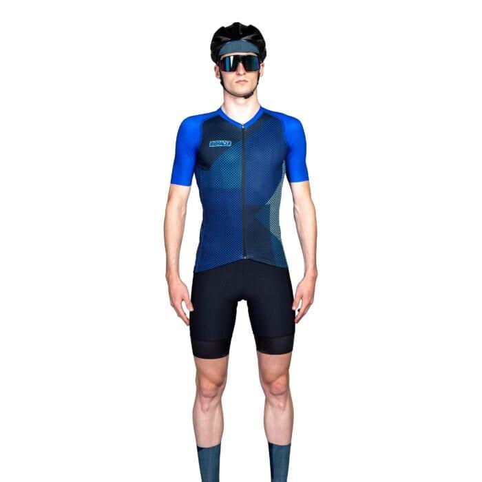 Bioracer Spitfire Blitzz Mens Cycling Jersey (Blue) - BUMSONTHESADDLE