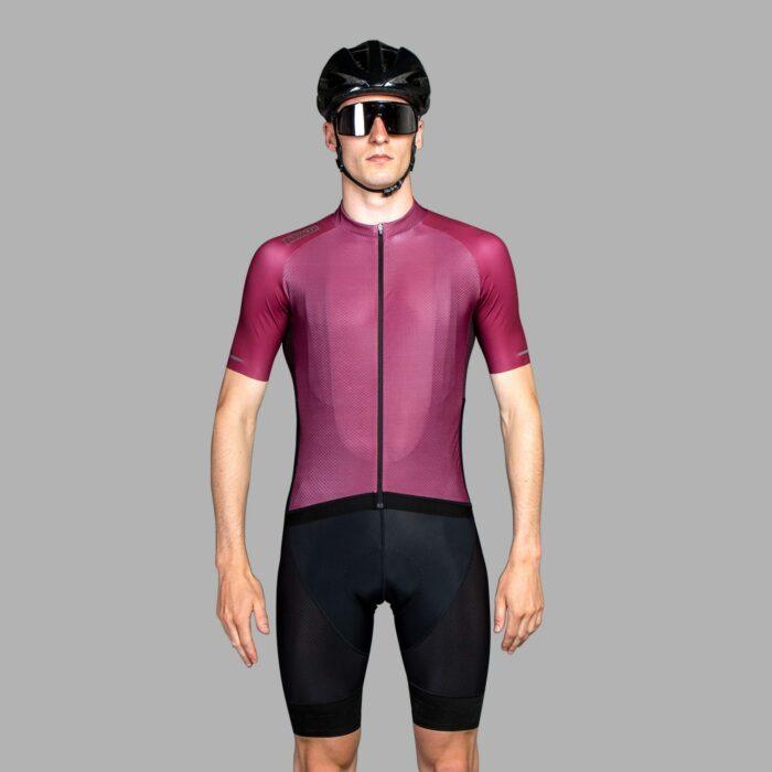 Bioracer Sprinter Coldblack Mens Cycling Jersey (Light Bordeaux) - BUMSONTHESADDLE