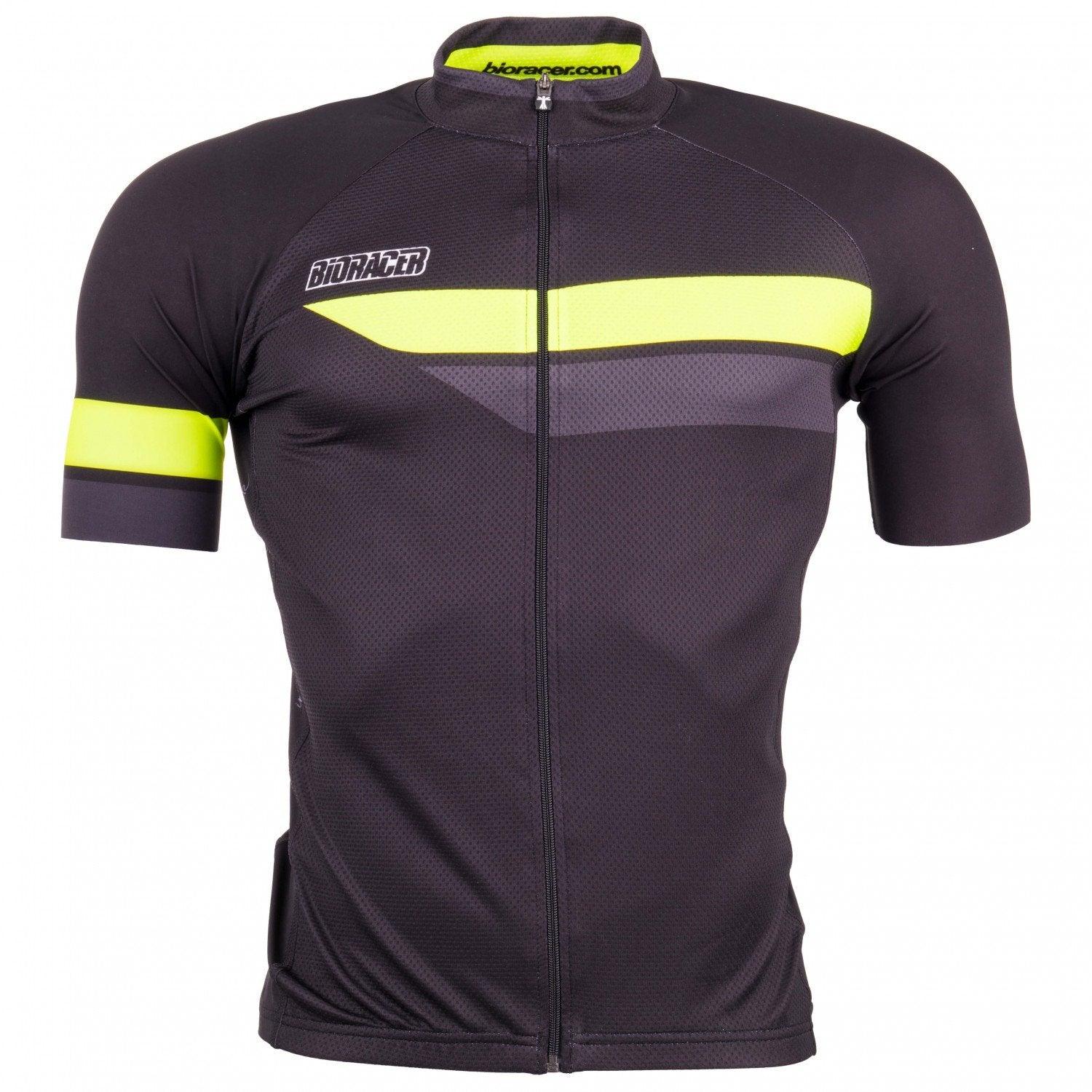 Bioracer Team 2.0 Mens Cycling Jersey (Black/Fluo Yellow Bioracer Team 2.0 Mens Cycling Jersey (Black/Fluo Yellow
