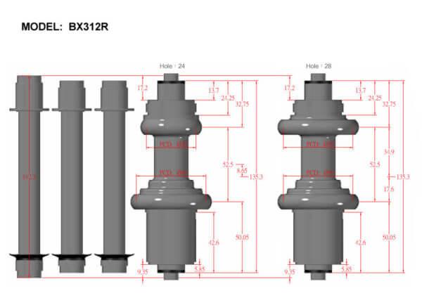 Bitex BX312 Rear Hub (Black)