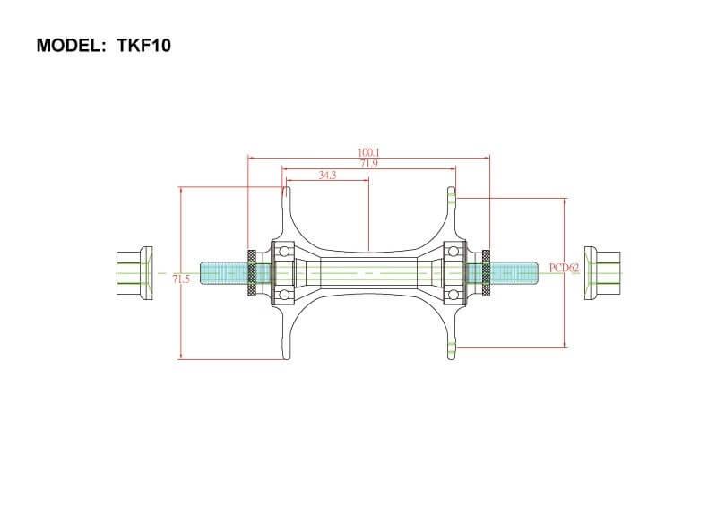Bitex TKF10 Front Track Hub (Black)