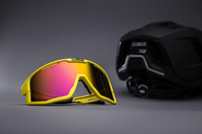 Bliz Fusion Sport Sunglasses (Brown w Purple/Matt Yellow) - BUMSONTHESADDLE