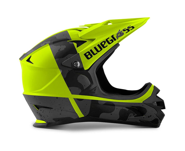 Bluegrass Intox MTB Cycling Helmet (Fluo Yellow/Black Camo/Matt) - BUMSONTHESADDLE