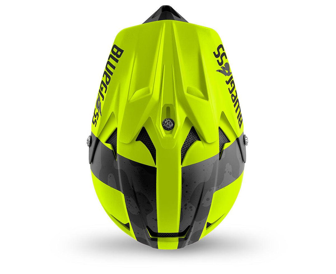 Bluegrass Intox MTB Cycling Helmet (Fluo Yellow/Black Camo/Matt) - BUMSONTHESADDLE