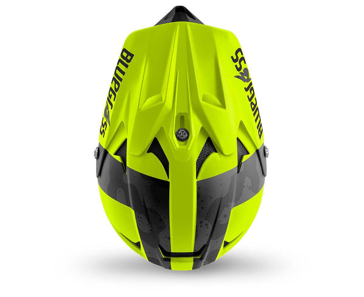 Bluegrass Intox MTB Cycling Helmet (Fluo Yellow/Black Camo/Matt) - BUMSONTHESADDLE