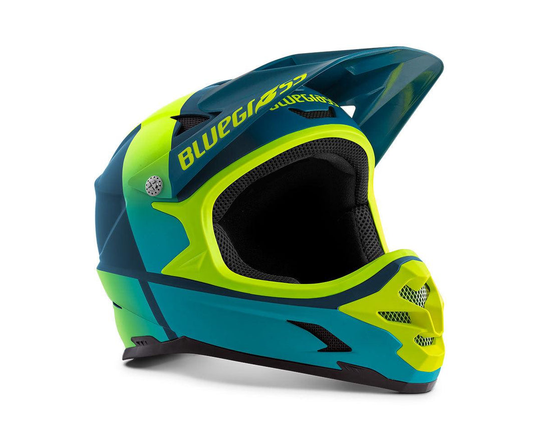 Bluegrass Intox MTB Cycling Helmet (Petrol Blue/Fluo Yellow/Matt) - BUMSONTHESADDLE