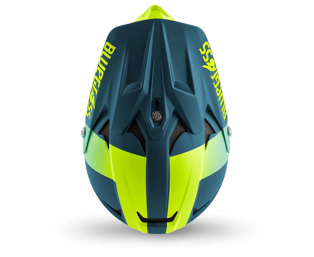 Bluegrass Intox MTB Cycling Helmet (Petrol Blue/Fluo Yellow/Matt) - BUMSONTHESADDLE