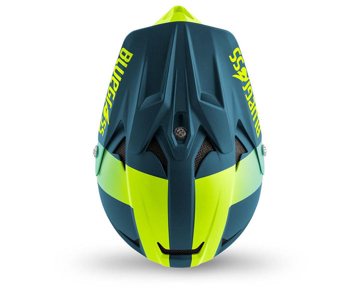 Bluegrass Intox MTB Cycling Helmet (Petrol Blue/Fluo Yellow/Matt) - BUMSONTHESADDLE