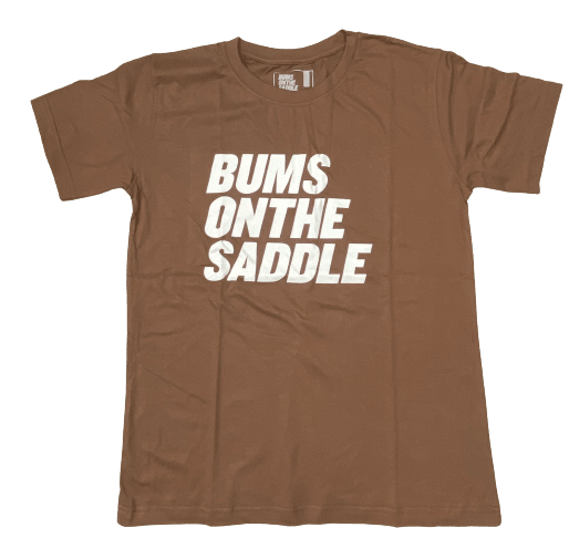 BUMSONTHESADDLE T-shirt (Brown/White) - BUMSONTHESADDLE