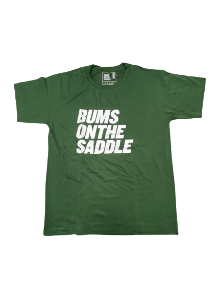 BUMSONTHESADDLE T-shirt (Green/White) - BUMSONTHESADDLE