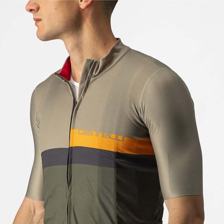 Castelli A Blocco Mens Cycling Jersey (Bark Green/Pop Orange/Dark Gray) - BUMSONTHESADDLE