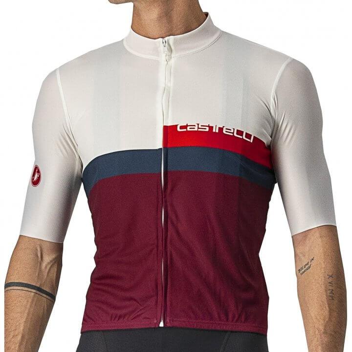 Castelli A Blocco Mens Cycling Jersey (Ivory/Red/Blue/Bordeaux) - BUMSONTHESADDLE