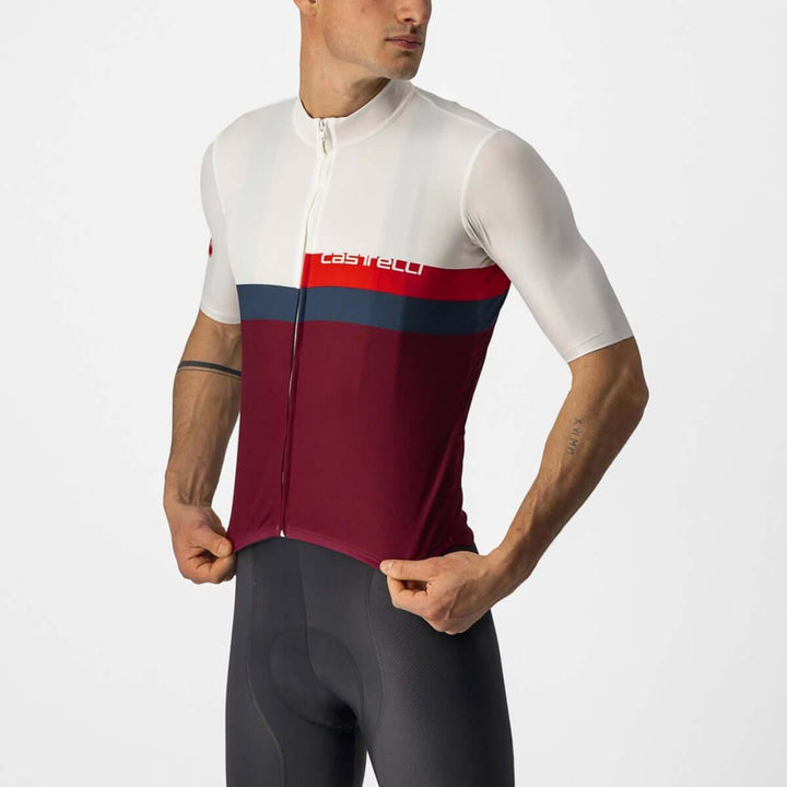 Castelli A Blocco Mens Cycling Jersey (Ivory/Red/Blue/Bordeaux) - BUMSONTHESADDLE