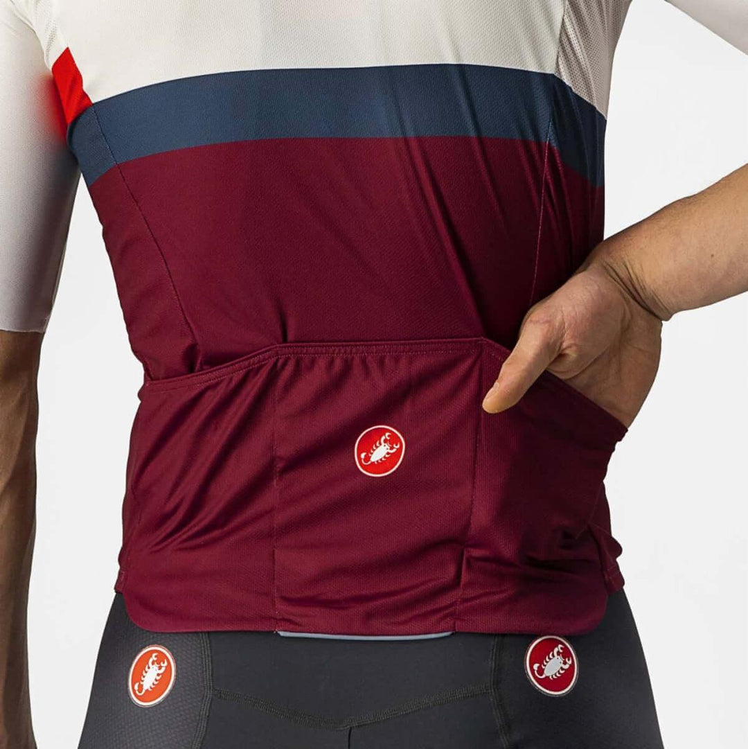 Castelli A Blocco Mens Cycling Jersey (Ivory/Red/Blue/Bordeaux) - BUMSONTHESADDLE