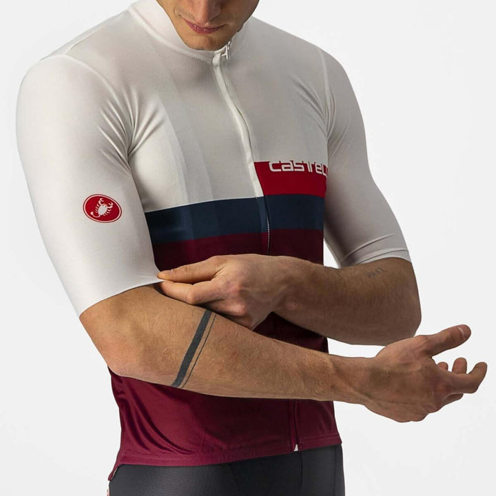 Castelli A Blocco Mens Cycling Jersey (Ivory/Red/Blue/Bordeaux) - BUMSONTHESADDLE