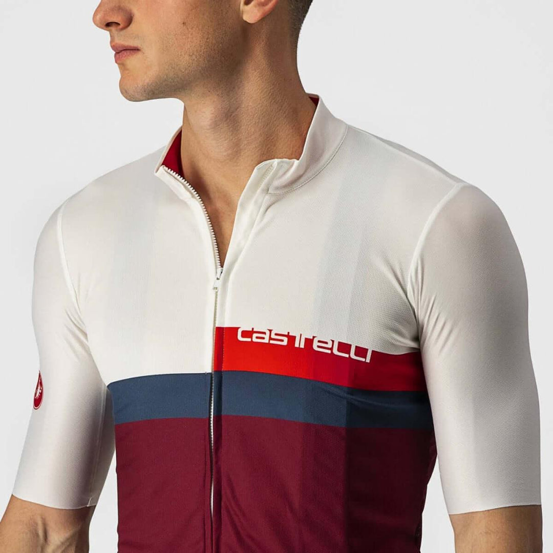 Castelli A Blocco Mens Cycling Jersey (Ivory/Red/Blue/Bordeaux) - BUMSONTHESADDLE