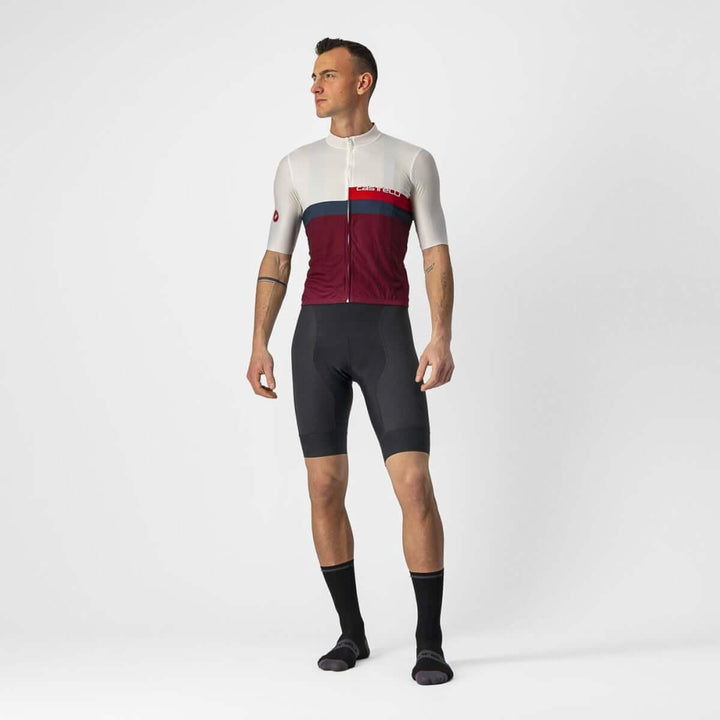 Castelli A Blocco Mens Cycling Jersey (Ivory/Red/Blue/Bordeaux) - BUMSONTHESADDLE