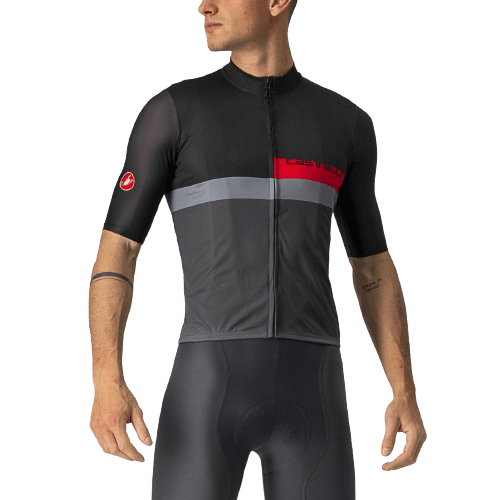 Castelli A Blocco Mens Cycling Jersey (Light Black/Red/Dark Gray) - BUMSONTHESADDLE