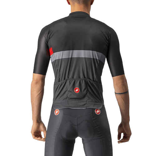 Castelli A Blocco Mens Cycling Jersey (Light Black/Red/Dark Gray) - BUMSONTHESADDLE