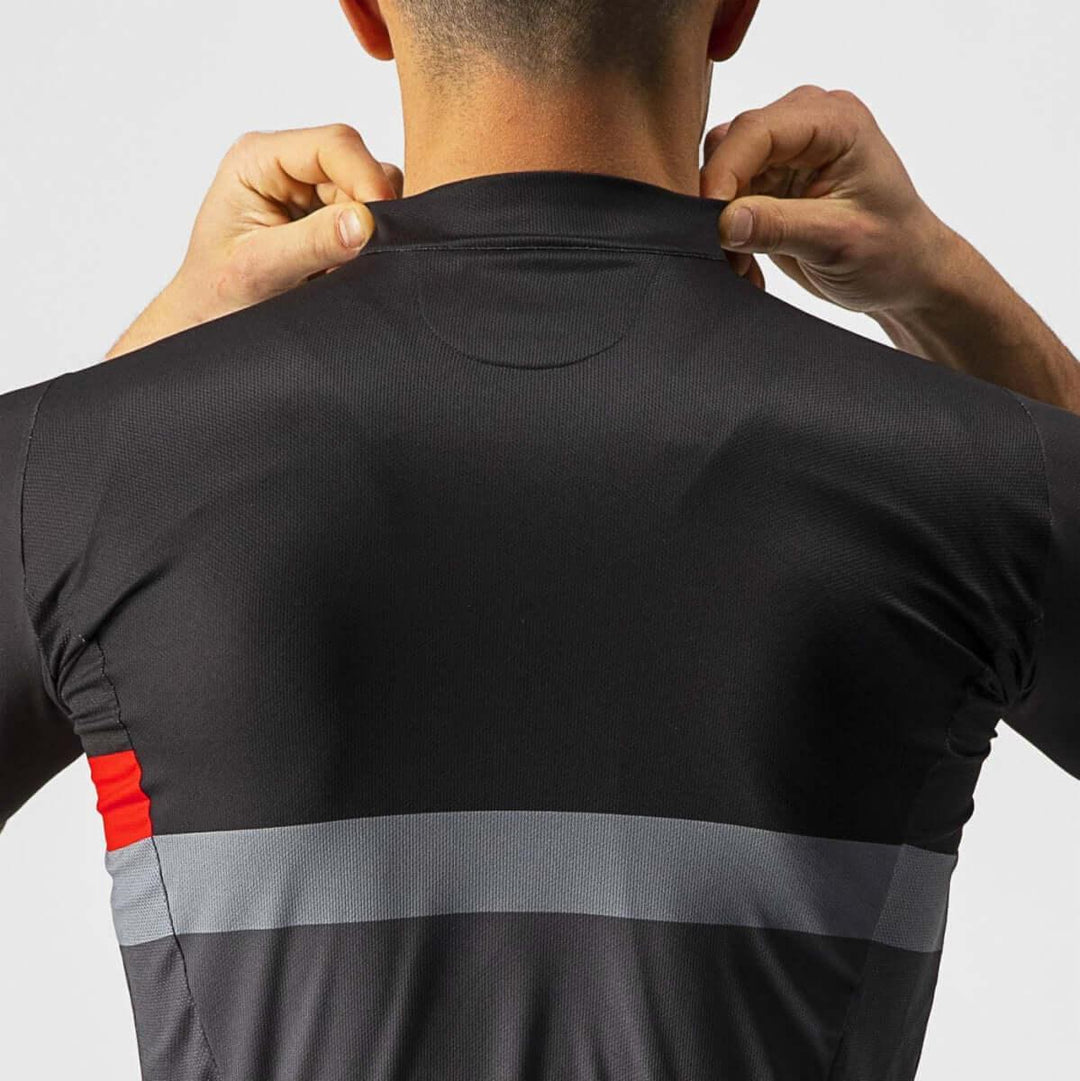 Castelli A Blocco Mens Cycling Jersey (Light Black/Red/Dark Gray) - BUMSONTHESADDLE